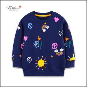 Girls Cotton Long Sleeve Pullover Sweatshirt Toddler Crewneck Top
